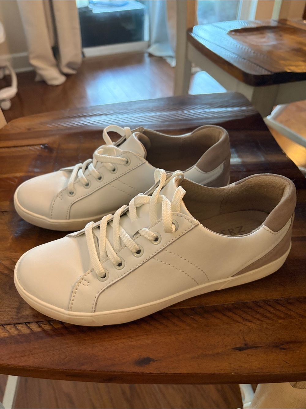 Naturalizer White and Taupe Women's Sneakers